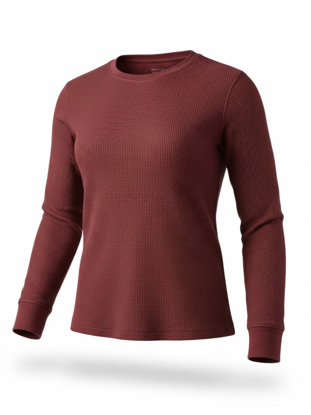 Women's Time & Tru Burgundy Long Sleeve Crewneck Thermal Knit Top Size Medium